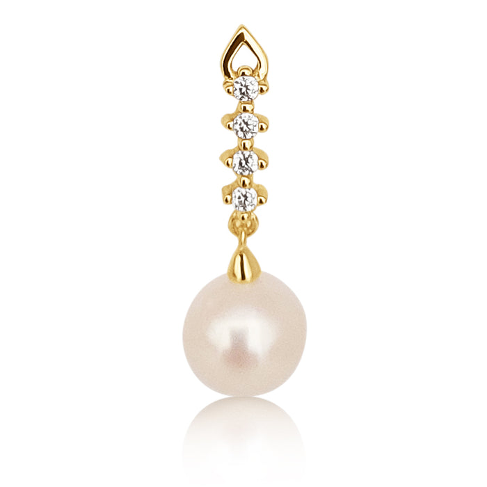 Cultured Pearl Earrings 7.5-8 mm Silver 925 Gold Plated