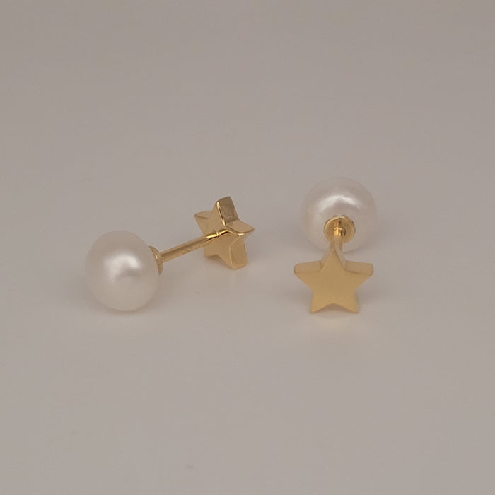 Reversible Cultured Pearl Earrings in Gold Plated Silver 925