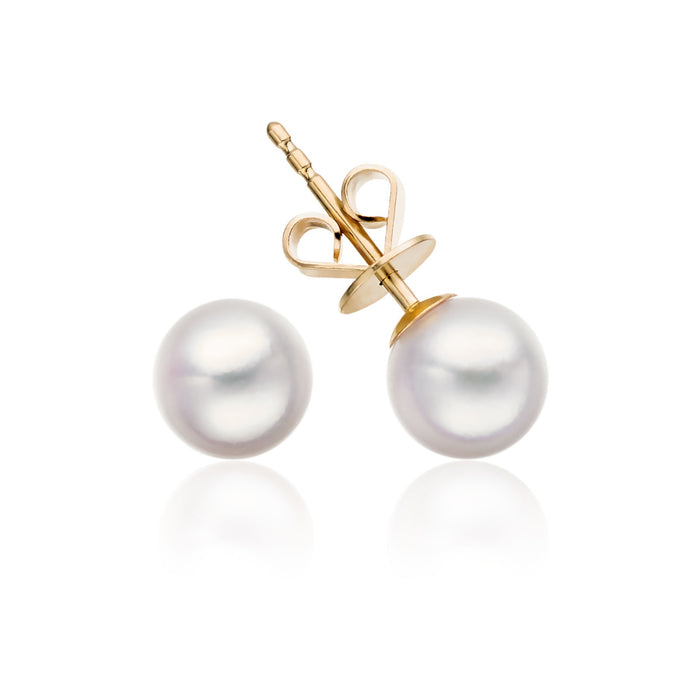 Cultured Pearl 7.5-8  mm AAA 18K Gold Stud Earrigns