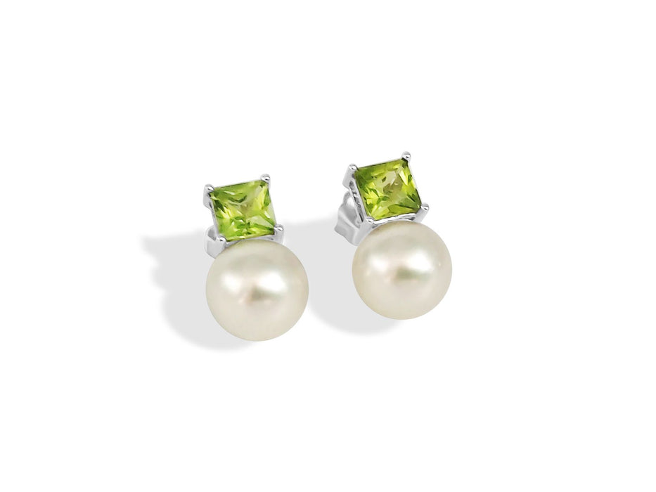 South Sea Pearls, Precious Stones Peridot, 18K White Gold