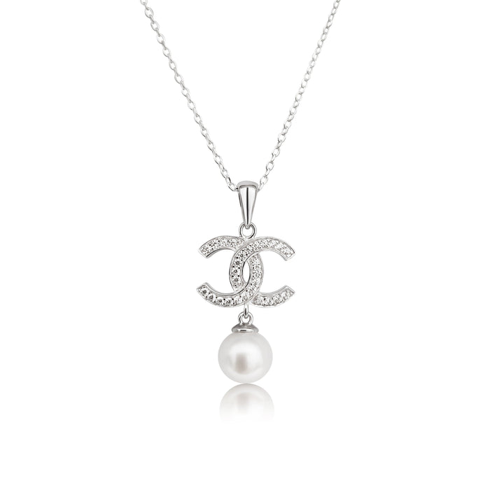 Akoya Cultured Pearl Pendant Necklace in Silver 925