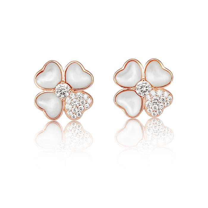 Earrings of Mother of Pearl in Silver 925 Rose Gold Plated