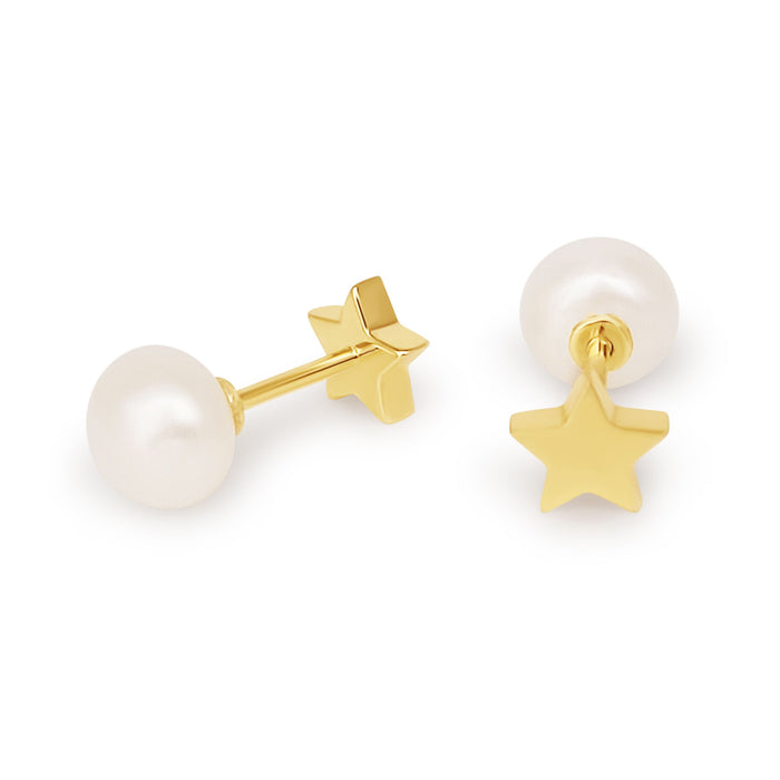 Reversible Cultured Pearl Earrings in Gold Plated Silver 925