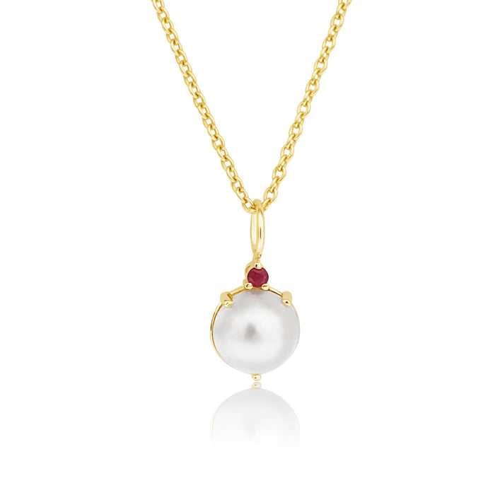 Gold Pendant 18K Mabe and Ruby